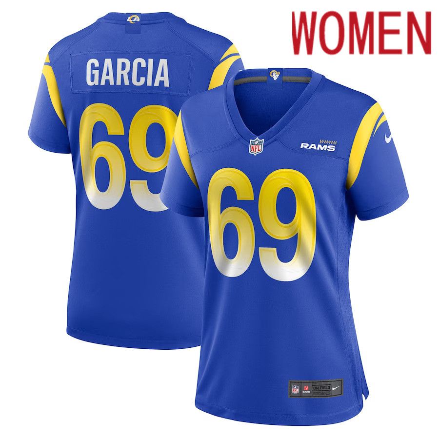 Women Los Angeles Rams 69 Elijah Garcia Nike Royal Game Player NFL Jersey